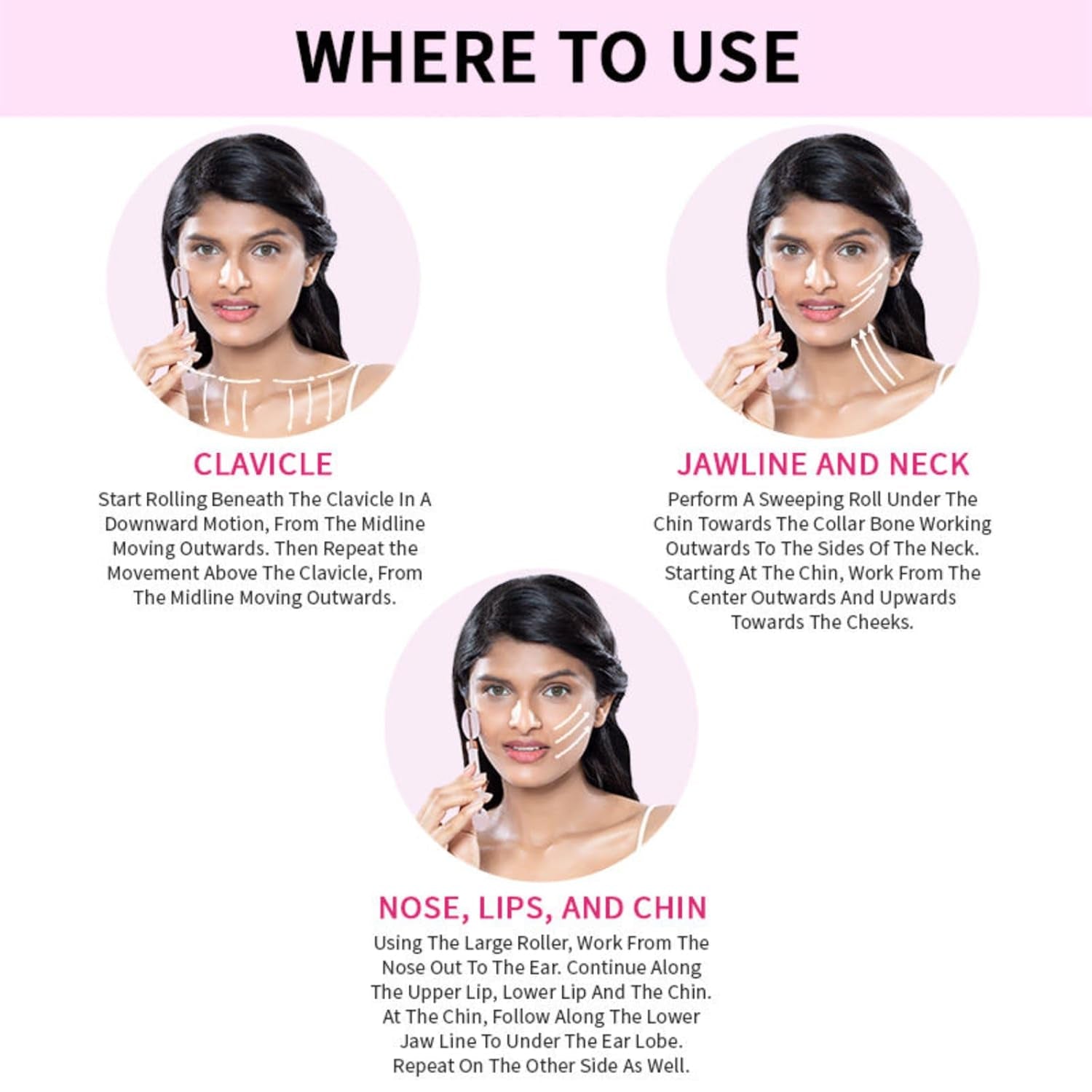 Face Massage Rollers - Enhances Glow and Firms Skin - Helps Absorb Facial Products - Releases Tension - Rose Quartz - 1 Pc