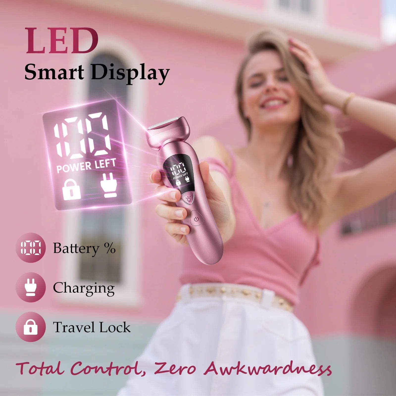 Electric Razor for Women, 2-In-1 Womens Electric Razor, Rechargeable Cordless Bikini Trimmer Shaver, IPX7 Waterproof Wet Dry Body Pubic Hair Trimmer, Lady Shaver for Face, Underarm & Legs